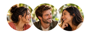 Illustrative group of three people